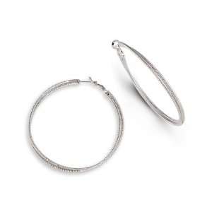    Polished Silver Tone Double Round Big Hoop Earrings Jewelry