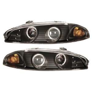 97 99 Mitsubishi Eclipse Black LED Halo Projector Headlights /w Amber