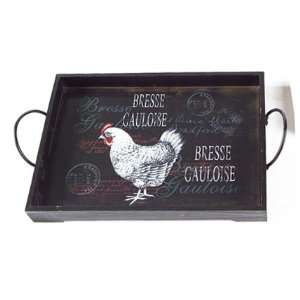  Rooster or Hen Tray with Handles   Medium Black