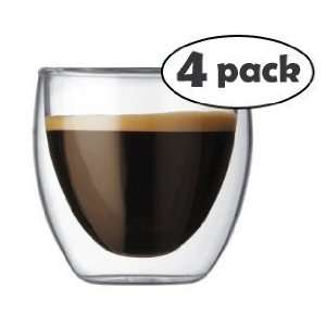  Bodum Pavina Double Wall Thermo Glasses Set of 4 2 ounce 