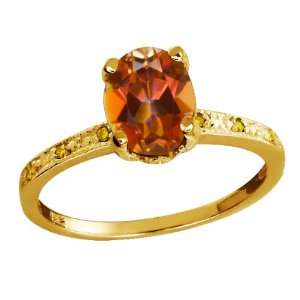   Oval Ecstasy Mystic Topaz and Citrine Yellow Gold Plated Silver Ring