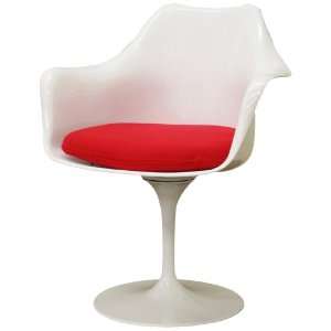  Baxton Studio Cyma White Plastic Mid Century Arm Chair 
