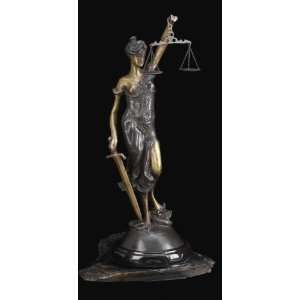  Sale  16.5  Blind Lady Justice on Marble  Bronze 