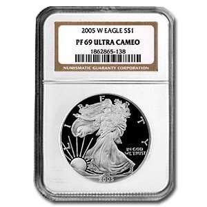    2005 W (Proof) Silver American Eagle   PF 69 UCAM NGC Toys & Games