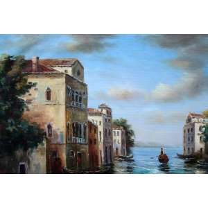  Italian Venice Water Street Scene Oil Painting 12 x 18 