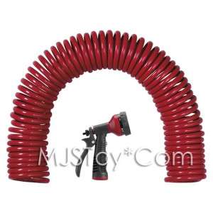 use hose uncoils for use around the yard and garden. The pistol nozzle 