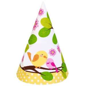  Sweet Tweet Bird Pink   Cone Hats (8) Party Supplies Toys 