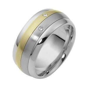   Two Tone 14 Karat Gold Diamond SPINNING Comfort Fit Wedding Band Ring
