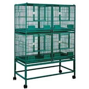  Divided Double Breeder Bird Cage on Stand   White Pet 
