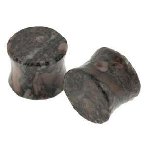  Fossil Insect Jasper Stone Plugs   5/8 (16mm)   Sold as 