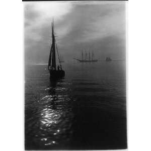   Sailing ships at anchor,Portland Harbor,Maine,ME,1909