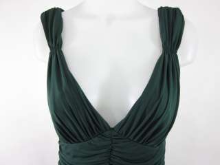 VERA WANG Green Sleeveless Ruched Full Length Dress 12  