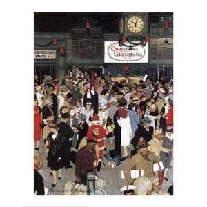  Norman Rockwell   Union Station, Chicago, Christmas Giclee 