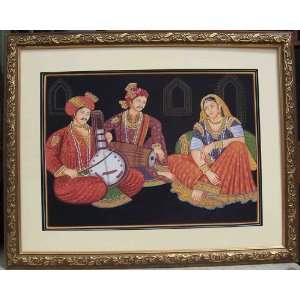   Playing Musical Instrument in Palace, Paper Painting 