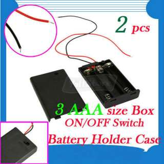   AAA 3A Battery 4.5V Holder Box Case with Switch 7 Lead Black  