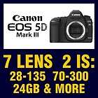 Canon EOS 5D Mark III Body + 7 Lens, 3 Canon 28 135, 70 300, 50mm 