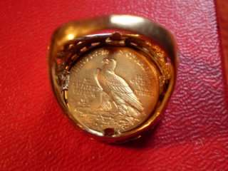 GOLD COIN RING W/ INDIAN HEAD JEWERLY COIN/TOKEN  