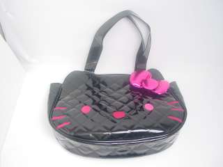 Hello Kitty Face Tote Handbag Embossed Quilted Faux Leather & 3D Bow 