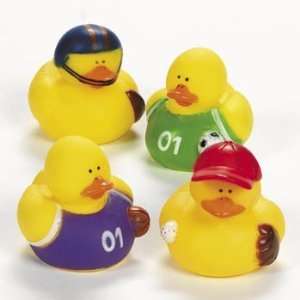    One Dozen (12) Assorted Sports Rubber Duckys [Toy] 