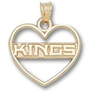  Los Angeles Kings NHL Logo Heart Pendant (Gold Plated 