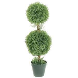 Potted Artificial Double Ball Shaped Cypress Topiary  