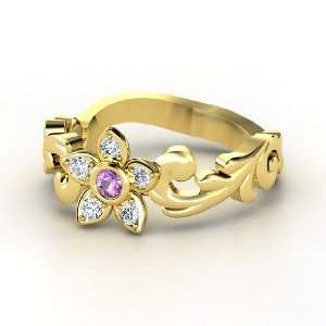    Jasmine Ring, 14K Yellow Gold Ring with Amethyst & Diamond Jewelry