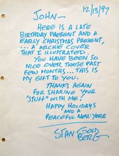 Stan Goldberg rare hand written and autographed letter  