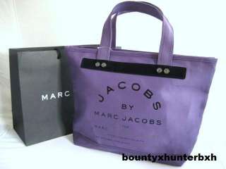 MARC JACOBS Purple Canvas Tote Bag Handbag S Small  
