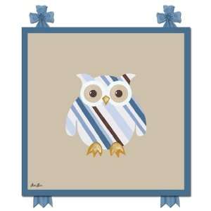  Mod Stripes Owl Retro Blue Canvas Art
