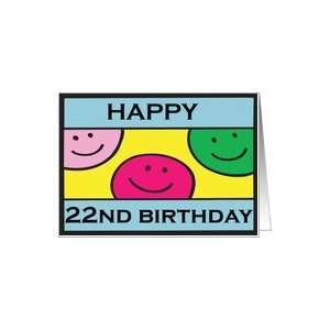  Smiley Face 22th Birthday Card Toys & Games