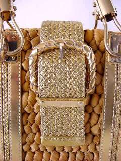 MICHAEL KORS Bag Wicker GR8 Gold leather details  