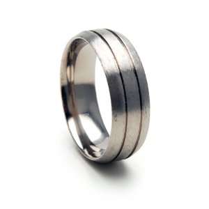  New 7 mm Titanium Ring with Comfort Fitting and Stone 