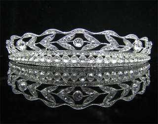 Wedding/Bridal crystal veil tiara crown headband CR194  
