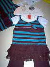   ROSE FOR DOLLIE & ME Sz 4 DRESSES WITH LEGGINGS TEAL & BROWN