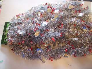 15 FT SILVER HOLLY BERRY TINSEL CHRISTMAS DECORATION  