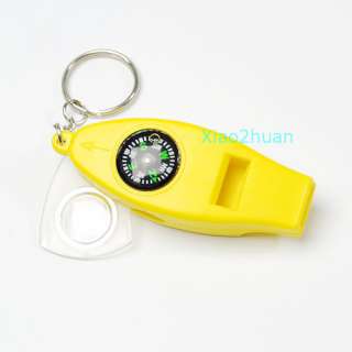 NEW 4in1 Mini Survival Tool Thermometer Whistle Compass  
