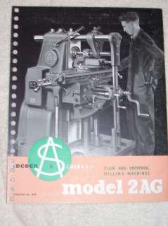 Vtg Adcock&Shipley Catalog~Model 2AG Milling Machines  
