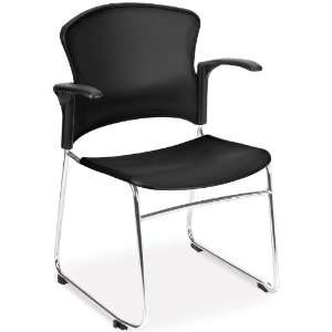   Multi Use Stack Chair with Black Plastic Seat and Back