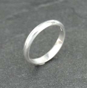 Sterling Silver Plain 3mm Band Wedding Ring Solid 925 Jewelry Rounded 