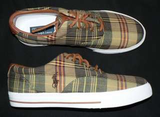 Polo Ralph Lauren Vaughn mens shoes canvas leather sneakers new plaid 