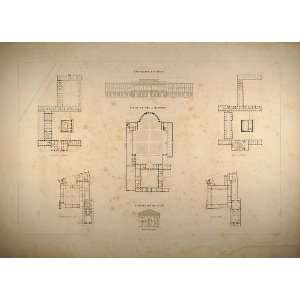 1841 Engraving University of Liege Ghent Architecture   Original 