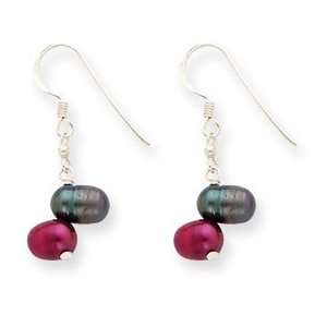   Silver Purple & Grey Cultured Pearl Earrings   QE5503 Jewelry
