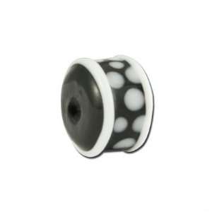  12mm Black with White Dots Lampwork Beads Large Hole 