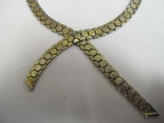 Vintage Signed Trifari Pat. Pend. Tessalated Honeycomb Necklace  