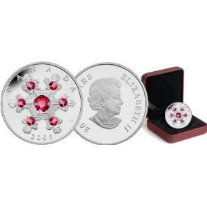  Canada 2009 Crystal Snowflake $20 Pure Silver Proof with 