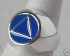 SILVER BLUE AA ALCOHOLICS ANONYMOUS RING SIZE 5 6 OR 7