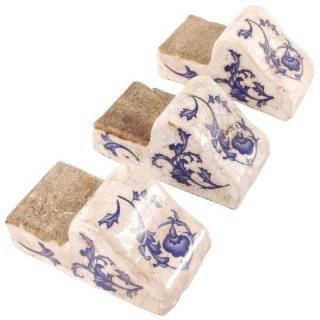 Esschert Design ACO2S Ceramic Flower Pot Feet, Blue / White, Set of 3