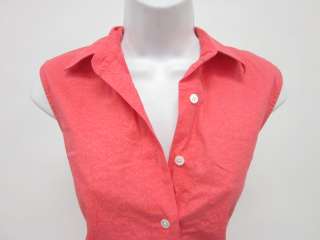 DKNY Pink Yellow Sleeveless Button Shirt Dress Sz 6  