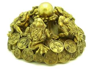 Brass Five Good Fortune Wealth Luck Money Frogs  