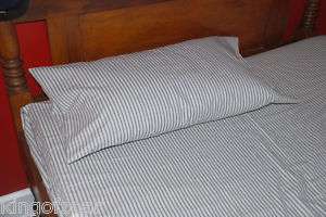 Antique Primitive Bed Ticking Pillow Case Set of (2)  